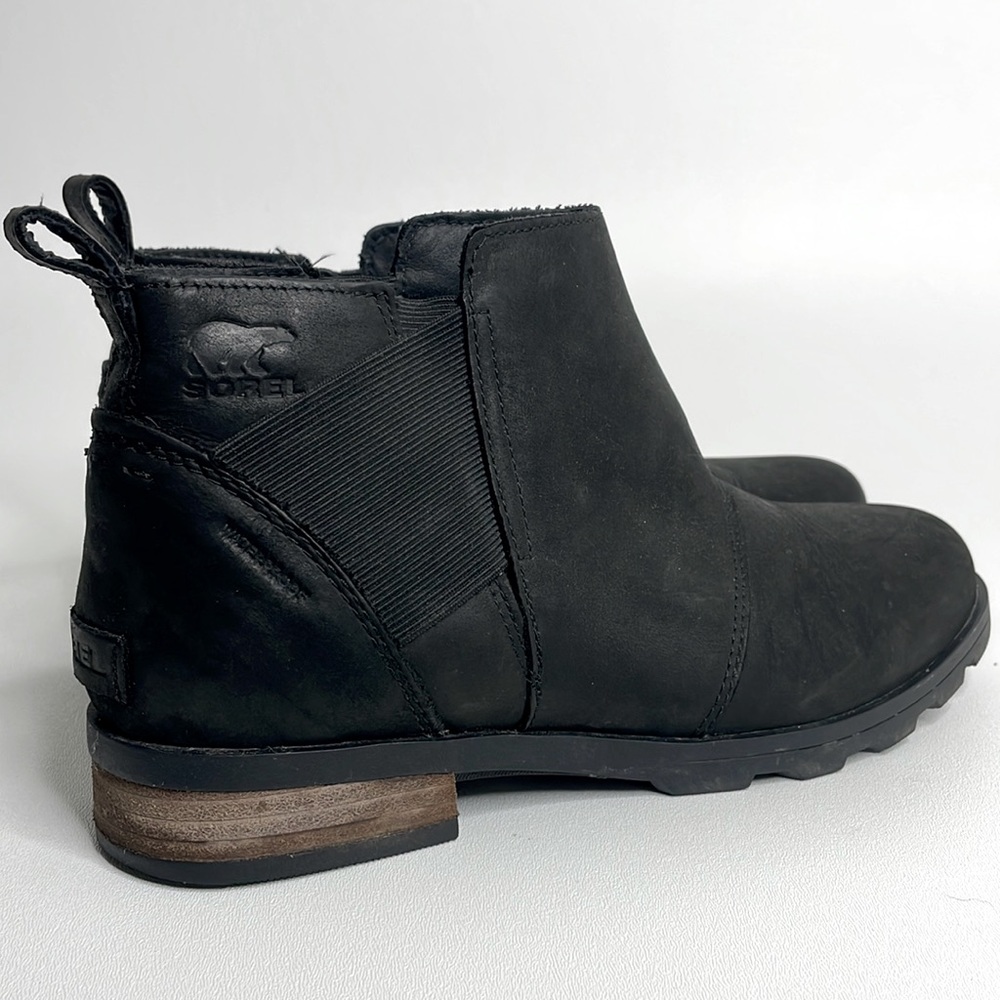 Sorel Women's Black Emelie NL2671-010 Leather Chelsea Boots Size 11/Waterproof